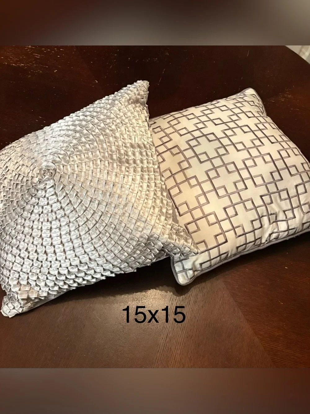 Luxe Silver Decorative Throw Pillow - Geometric & Textured Styles